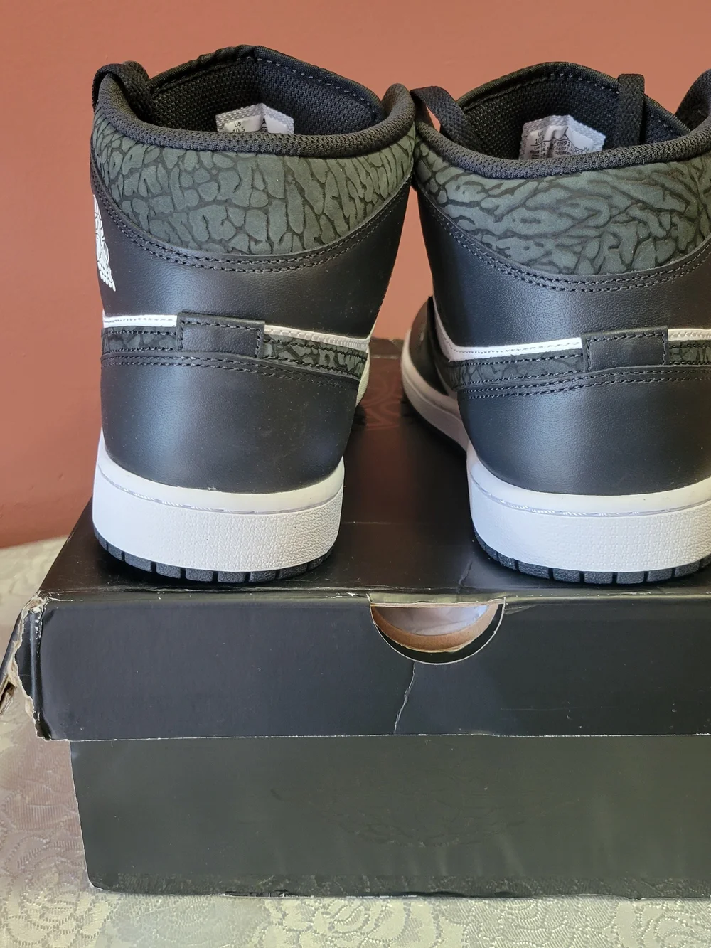 Jordan 1 Mid Men's Panda Elephant  Sneakers - Black & White